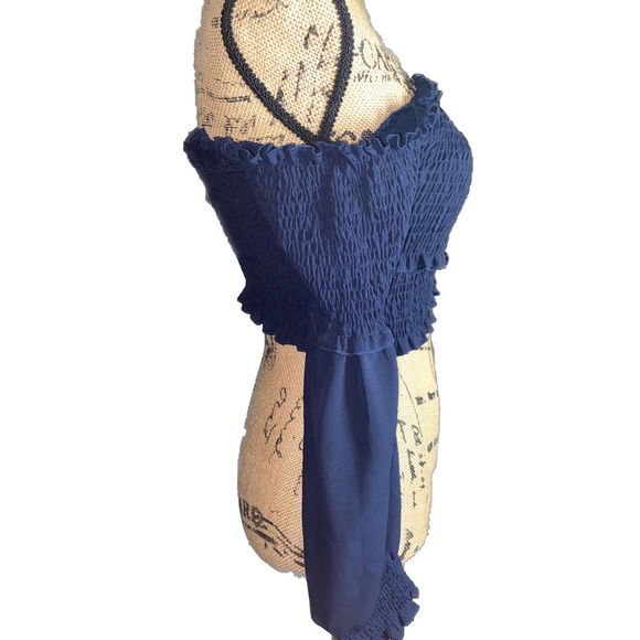 SOLD OUT - Long Sleeve Smocked Surplice Ruffled Top - Picture 2 of 2